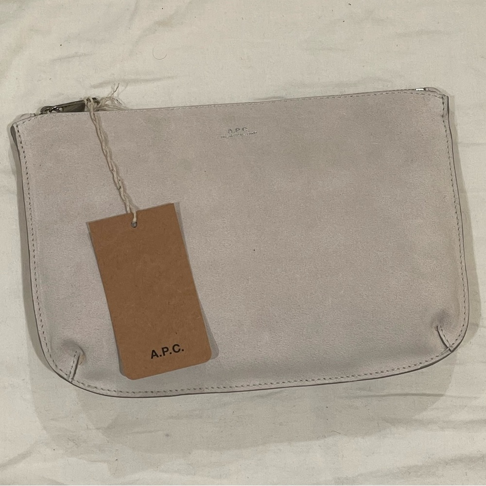 Soft Grey Suede A.P.C. Clutch